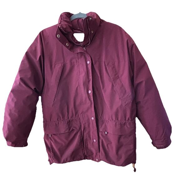 Eddie Bauer Women’s Ridge Line Down Gor-Tex Parka Sz Lg Burgandy Snow Skiing - Picture 1 of 7